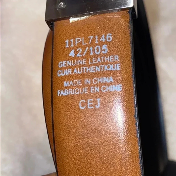 Genuine Leather Tan black Men’s belt - Picture 3 of 7